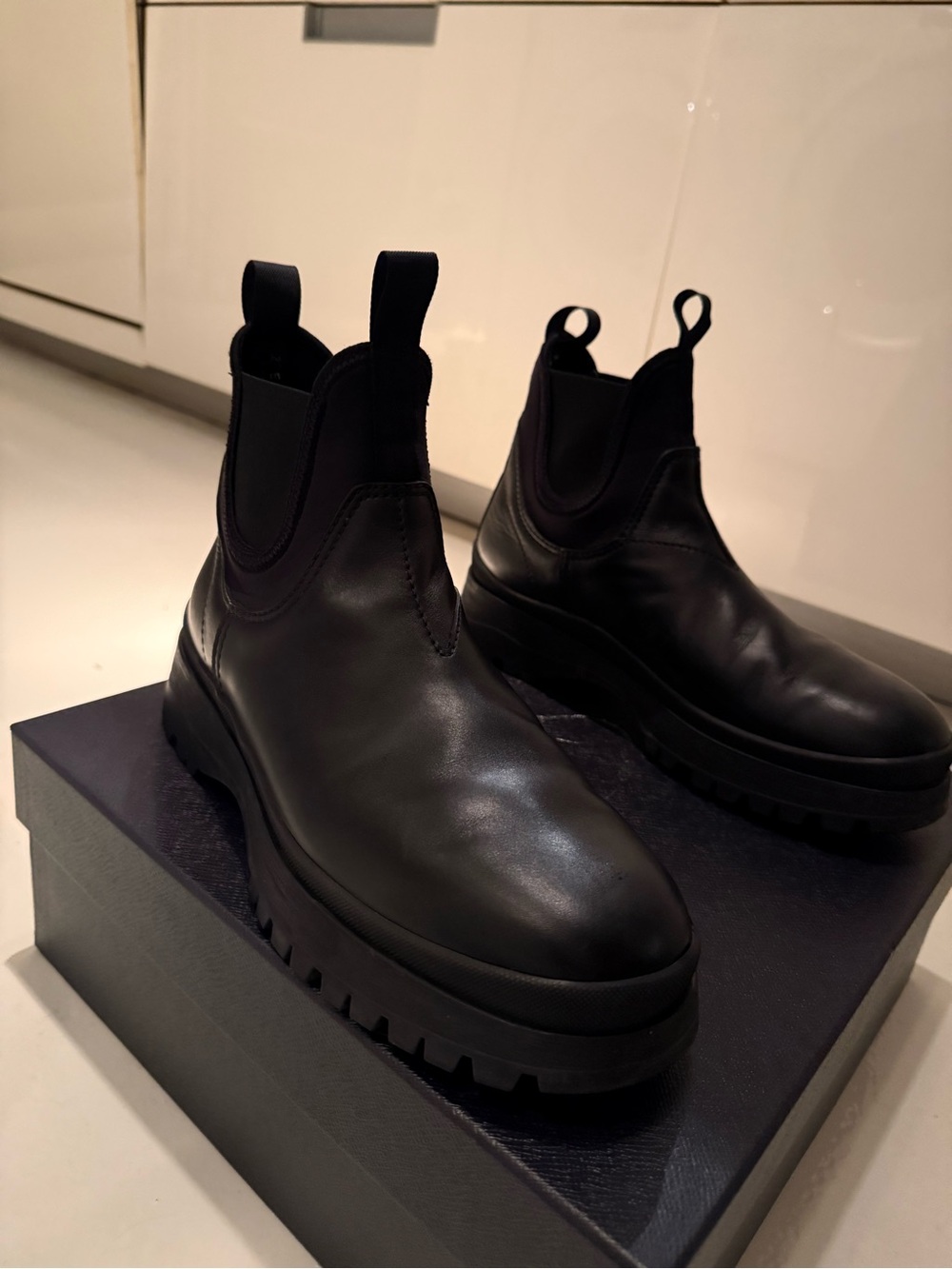 PRADA Men’s Leather Chelsea Boots Size 8.5